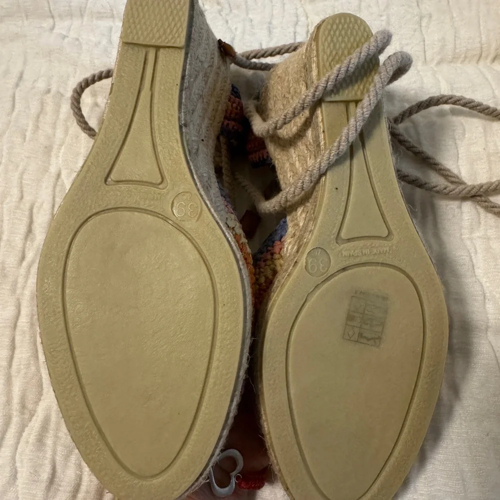 NWT Sézane Rainbow Crochet Espadrille Wedges Size 8 Summer Resort - Picture 3 of 4